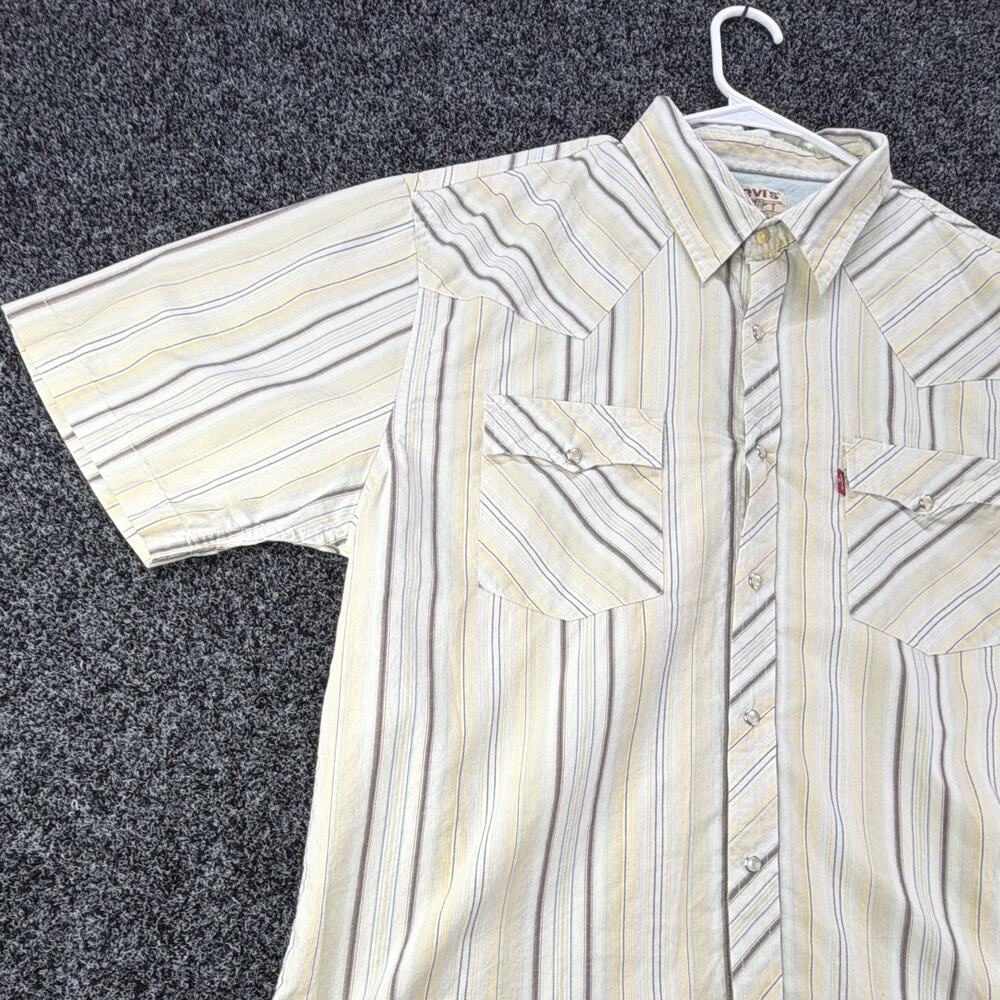 Vintage Levi’s Western Shirt Men’s XL Striped Pearl Snap Short Sleeve Cowboy